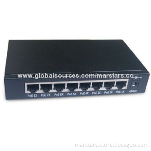 10/100Mbps 8-port PoE Switch, Reliable Quality, Fully Apply to IEEE802.3af, 15.4W Output